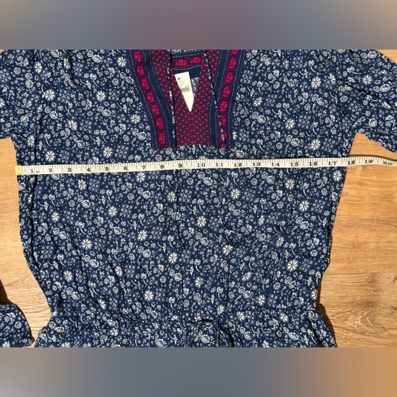 NEW GAP Split Neck Print Drop Waist Long Sleeve Dress Size M - Picture 10 of 11